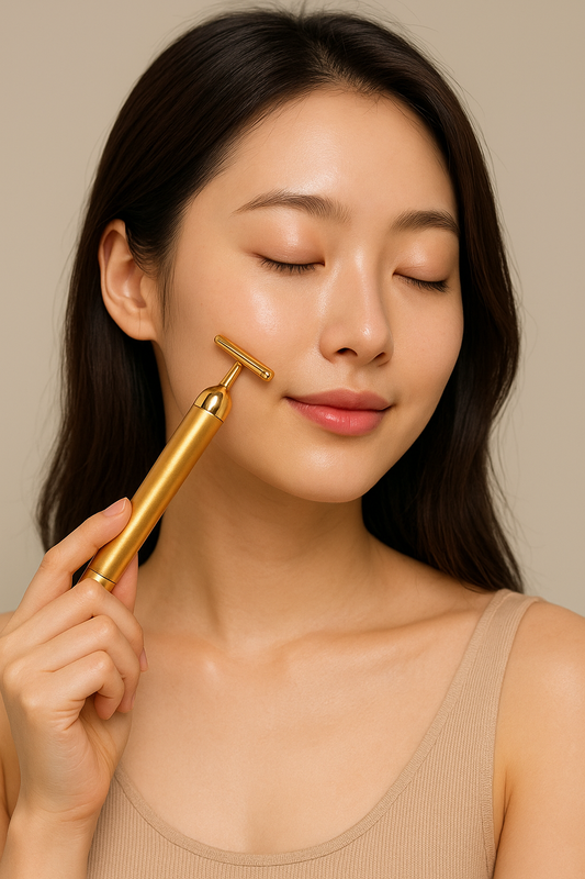 **Radiant Gold T-Shape Facial Massager™**